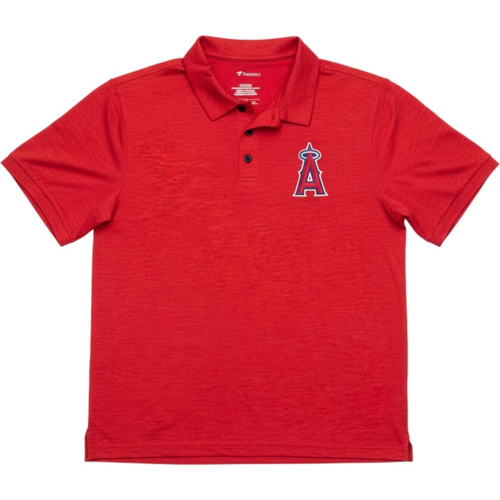 Fanatics Los Angeles Angels Mens XL Red Heathered Short Sleeve Polo Shirt MLB